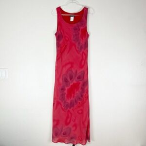 Vtg Jonathan Martin Maxi Dress Size 16 Fairy Grunge 90s Y2K Chiffon Red Floral